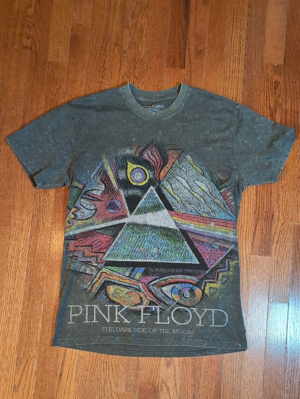 Pink Floyd The Dark Side of the Moon T-Shirt Size L/G Washed Grey New